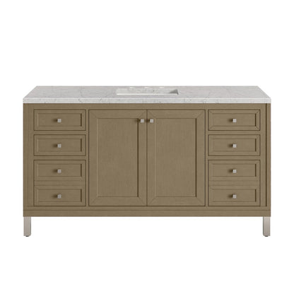 James Martin - Chicago 60" Single Vanity, Walnut Whisper, w/ 3 CM Eternal Jasmine Pearl Silestone® Top - 503-V60S-WLW-3EJP view 2