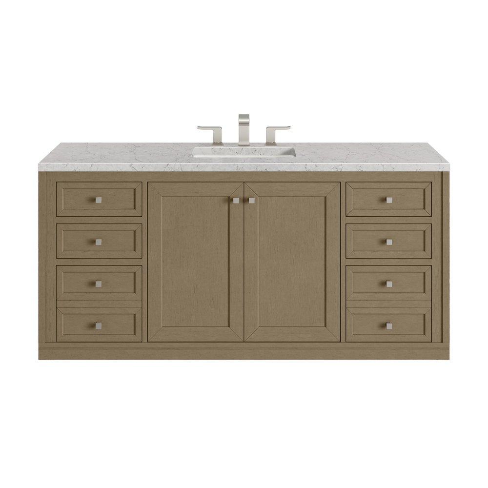 James Martin - Chicago 60" Single Vanity, Walnut Whisper, w/ 3 CM Eternal Jasmine Pearl Silestone® Top - 503-V60S-WLW-3EJP view 3