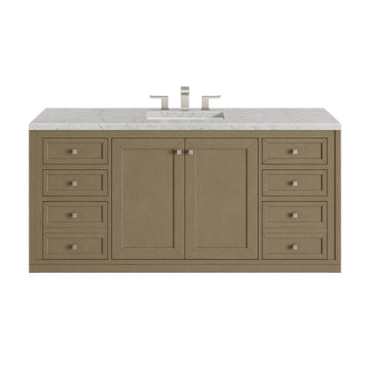James Martin - Chicago 60" Single Vanity, Walnut Whisper, w/ 3 CM Eternal Jasmine Pearl Silestone® Top - 503-V60S-WLW-3EJP view 3
