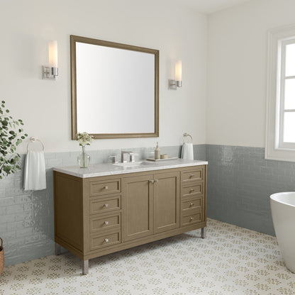 James Martin - Chicago 60" Single Vanity, Walnut Whisper, w/ 3 CM Eternal Jasmine Pearl Silestone Top w/ FreePower Wireless Charger - 503-V60S-WLW-FEJP view 5