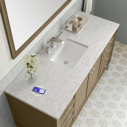 James Martin - Chicago 60" Single Vanity, Walnut Whisper, w/ 3 CM Eternal Jasmine Pearl Silestone Top w/ FreePower Wireless Charger - 503-V60S-WLW-FEJP view 10