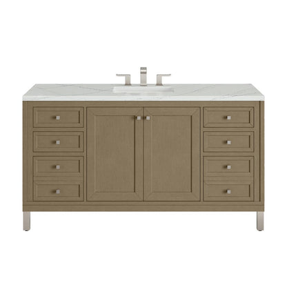 James Martin - Chicago 60" Single Vanity, Walnut Whisper, w/ 3 CM Ethereal Noctis Silestone® Top - 503-V60S-WLW-3ENC view 1