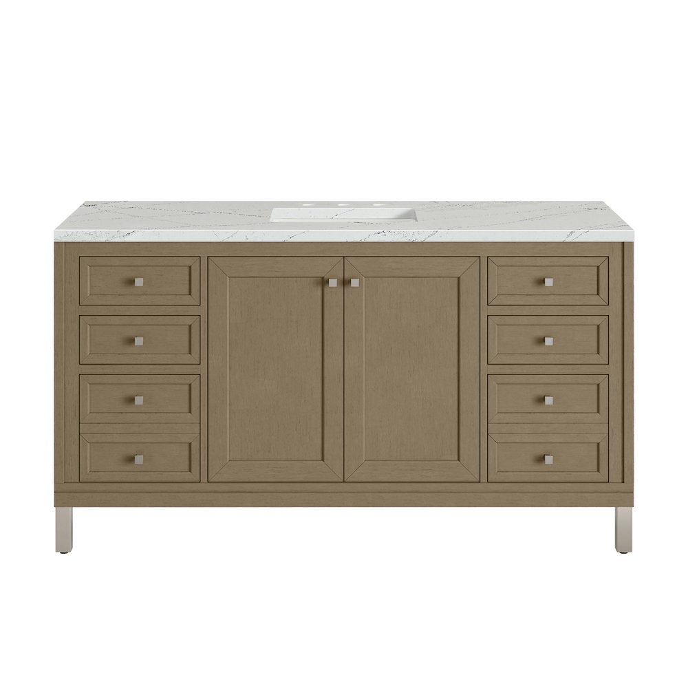 James Martin - Chicago 60" Single Vanity, Walnut Whisper, w/ 3 CM Ethereal Noctis Silestone® Top - 503-V60S-WLW-3ENC view 2