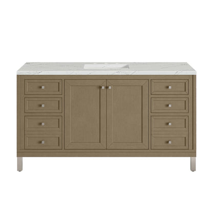 James Martin - Chicago 60" Single Vanity, Walnut Whisper, w/ 3 CM Ethereal Noctis Silestone® Top - 503-V60S-WLW-3ENC view 2