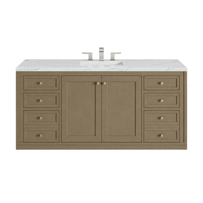 James Martin - Chicago 60" Single Vanity, Walnut Whisper, w/ 3 CM Ethereal Noctis Silestone® Top - 503-V60S-WLW-3ENC view 3