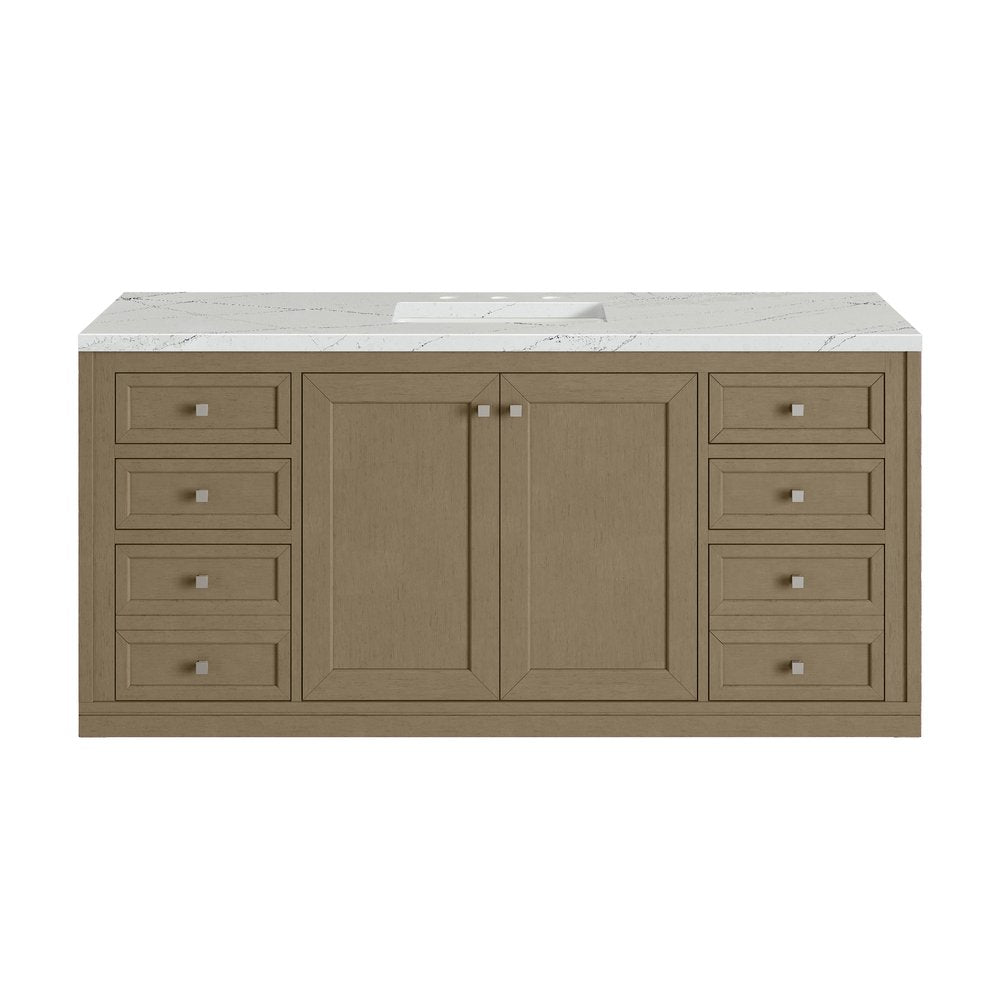 James Martin - Chicago 60" Single Vanity, Walnut Whisper, w/ 3 CM Ethereal Noctis Silestone® Top - 503-V60S-WLW-3ENC view 4