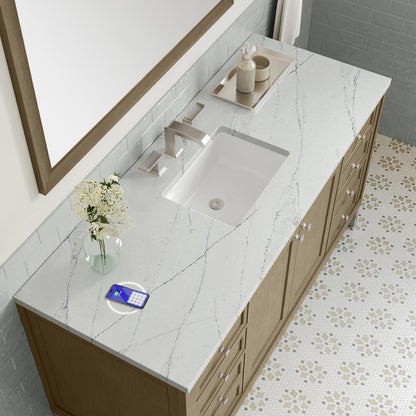 James Martin - Chicago 60" Single Vanity, Walnut Whisper, w/ 3 CM Ethereal Noctis Silestone Top w/ FreePower Wireless Charger - 503-V60S-WLW-FENC view 10