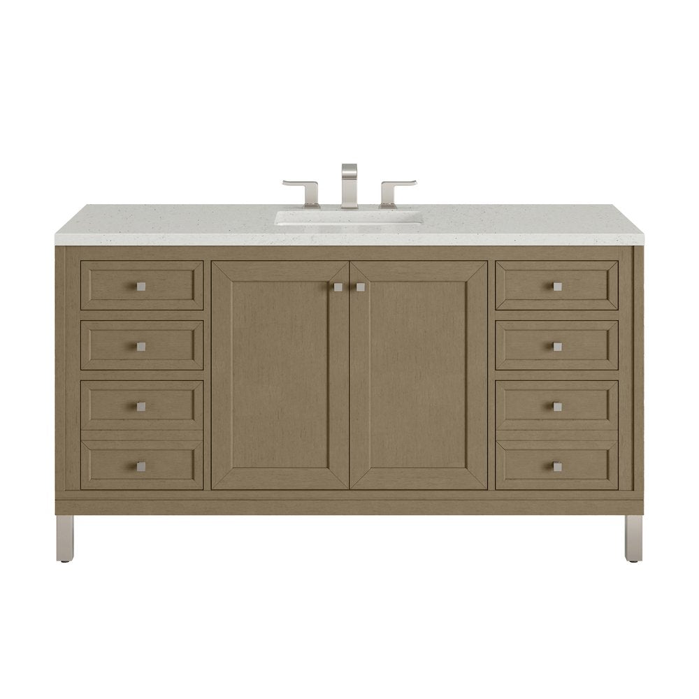 James Martin - Chicago 60" Single Vanity, Walnut Whisper, w/ 3 CM Lime Delight Silestone® Top - 503-V60S-WLW-3LDL view 1