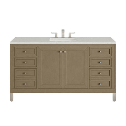 James Martin - Chicago 60" Single Vanity, Walnut Whisper, w/ 3 CM Lime Delight Silestone® Top - 503-V60S-WLW-3LDL view 1