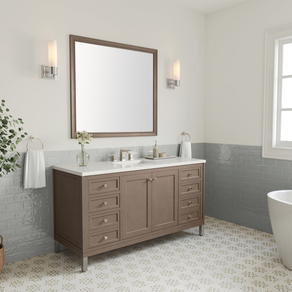 James Martin - Chicago 60" Single Vanity, Walnut Whisper, w/ 3 CM Lime Delight Silestone® Top - 503-V60S-WLW-3LDL view 4
