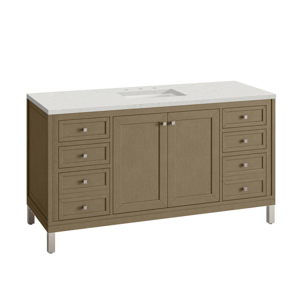 James Martin - Chicago 60" Single Vanity, Walnut Whisper, w/ 3 CM Lime Delight Silestone® Top - 503-V60S-WLW-3LDL view 10
