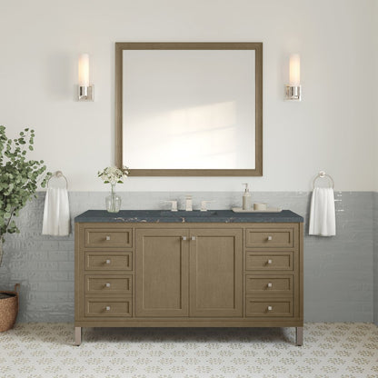 James Martin - Chicago 60" Single Vanity, Walnut Whisper, w/ 3 CM Parisien Bleu Silestone® Top - 503-V60S-WLW-3PBL view 3