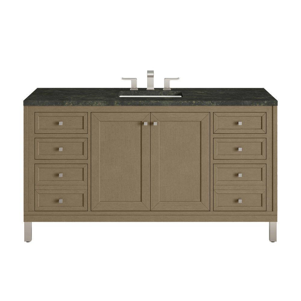 James Martin - Chicago 60" Single Vanity, Walnut Whisper, w/ 3 CM Phantome Eclos Top - 503-V60S-WLW-3PHT view 1