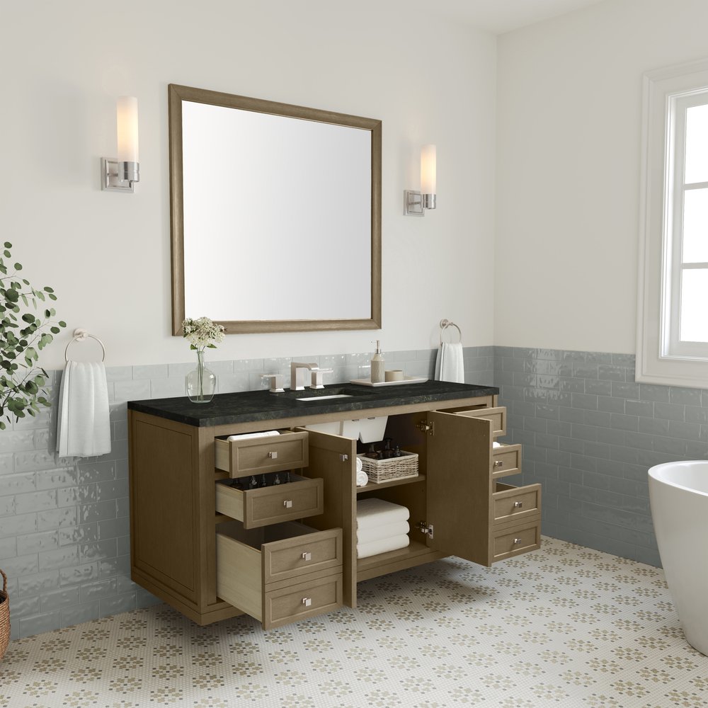 James Martin - Chicago 60" Single Vanity, Walnut Whisper, w/ 3 CM Phantome Eclos Top - 503-V60S-WLW-3PHT view 9