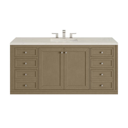 James Martin - Chicago 60" Single Vanity, Walnut Whisper, w/ 3 CM Siberian Silestone Top - 503-V60S-WLW-3SFR view 2