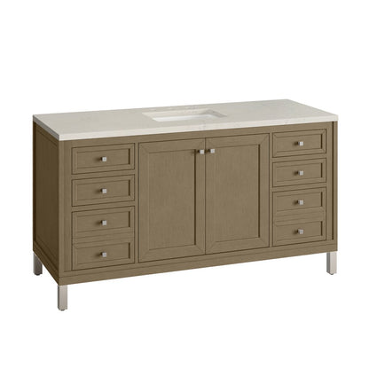 James Martin - Chicago 60" Single Vanity, Walnut Whisper, w/ 3 CM Siberian Silestone Top - 503-V60S-WLW-3SFR view 13