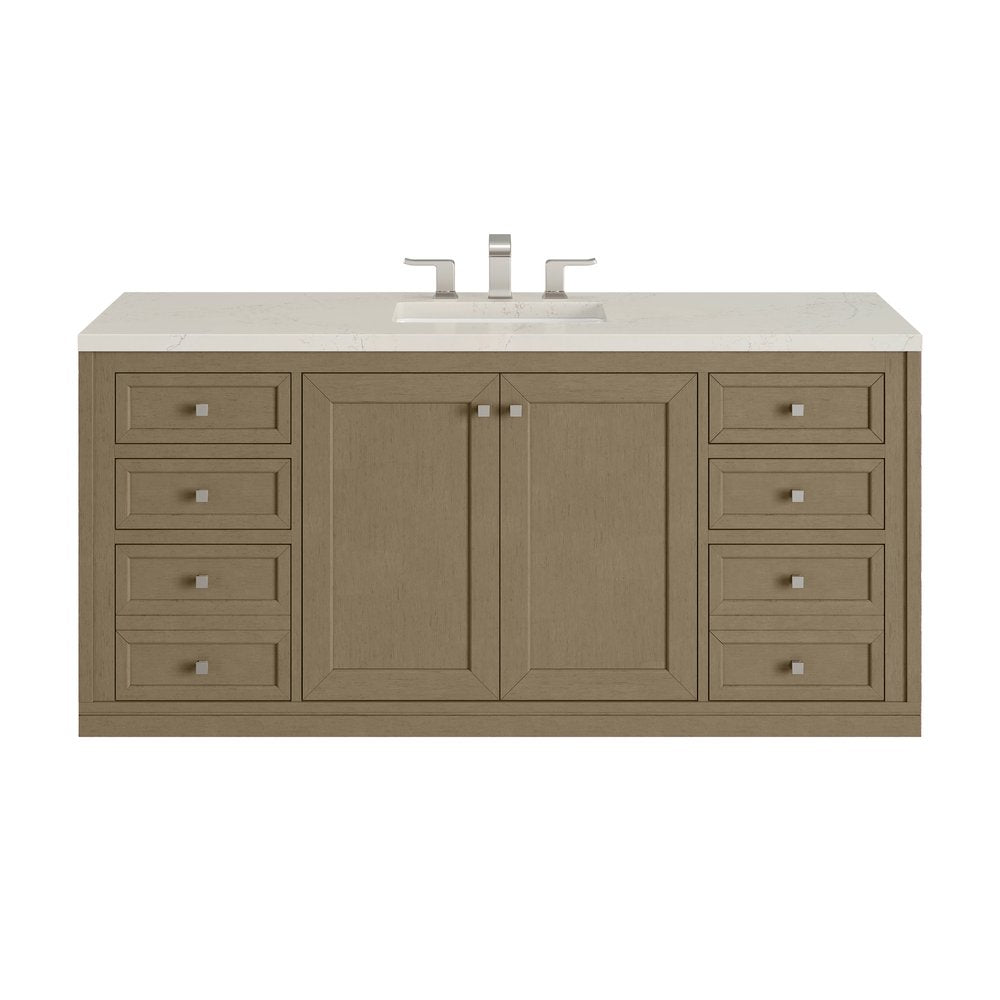 James Martin - Chicago 60" Single Vanity, Walnut Whisper, w/ 3 CM Siberian Silestone Top w/FreePower Wireless Charger - 503-V60S-WLW-FSFR view 2