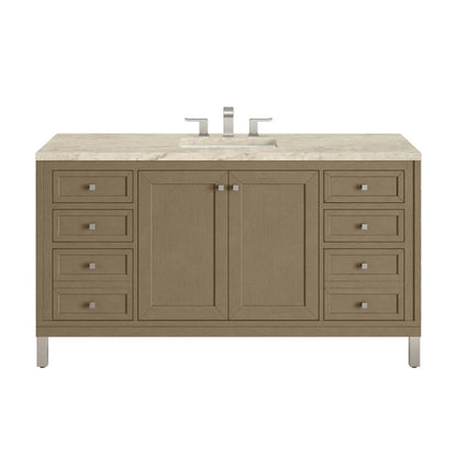 James Martin - Chicago 60" Single Vanity, Walnut Whisper, w/ 3 CM Tajnar Eclos Top - 503-V60S-WLW-3TJR view 1