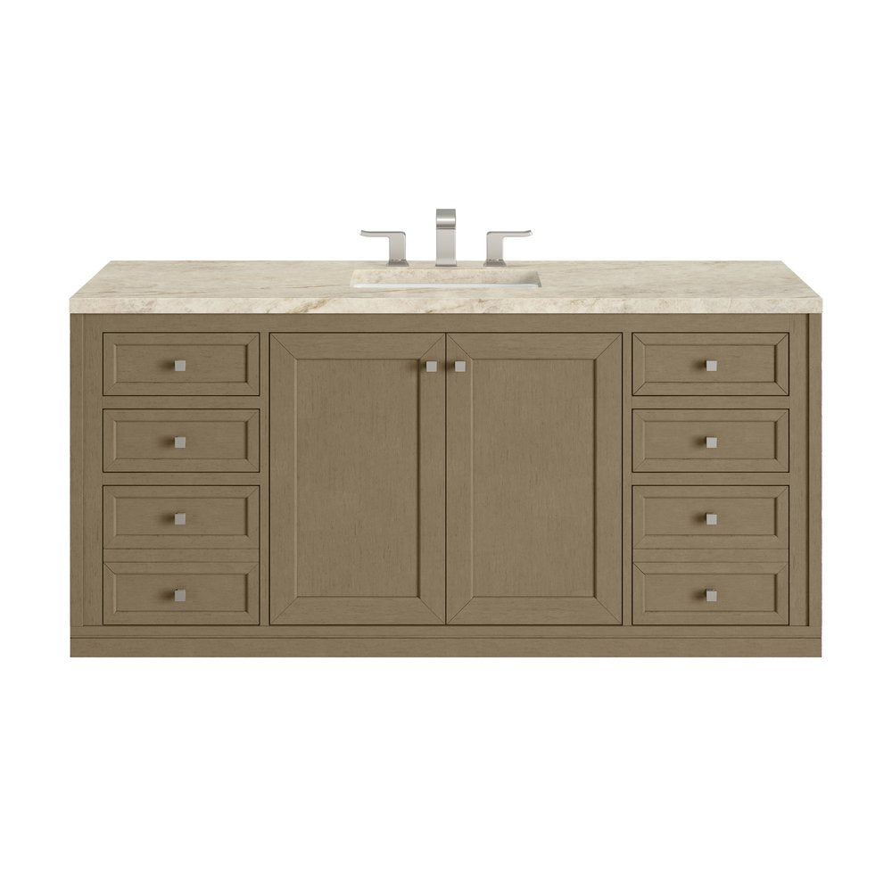 James Martin - Chicago 60" Single Vanity, Walnut Whisper, w/ 3 CM Tajnar Eclos Top w/FreePower Wireless Charger - 503-V60S-WLW-FTJR view 2