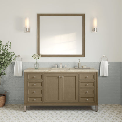 James Martin - Chicago 60" Single Vanity, Walnut Whisper, w/ 3 CM Tajnar Eclos Top w/FreePower Wireless Charger - 503-V60S-WLW-FTJR view 4