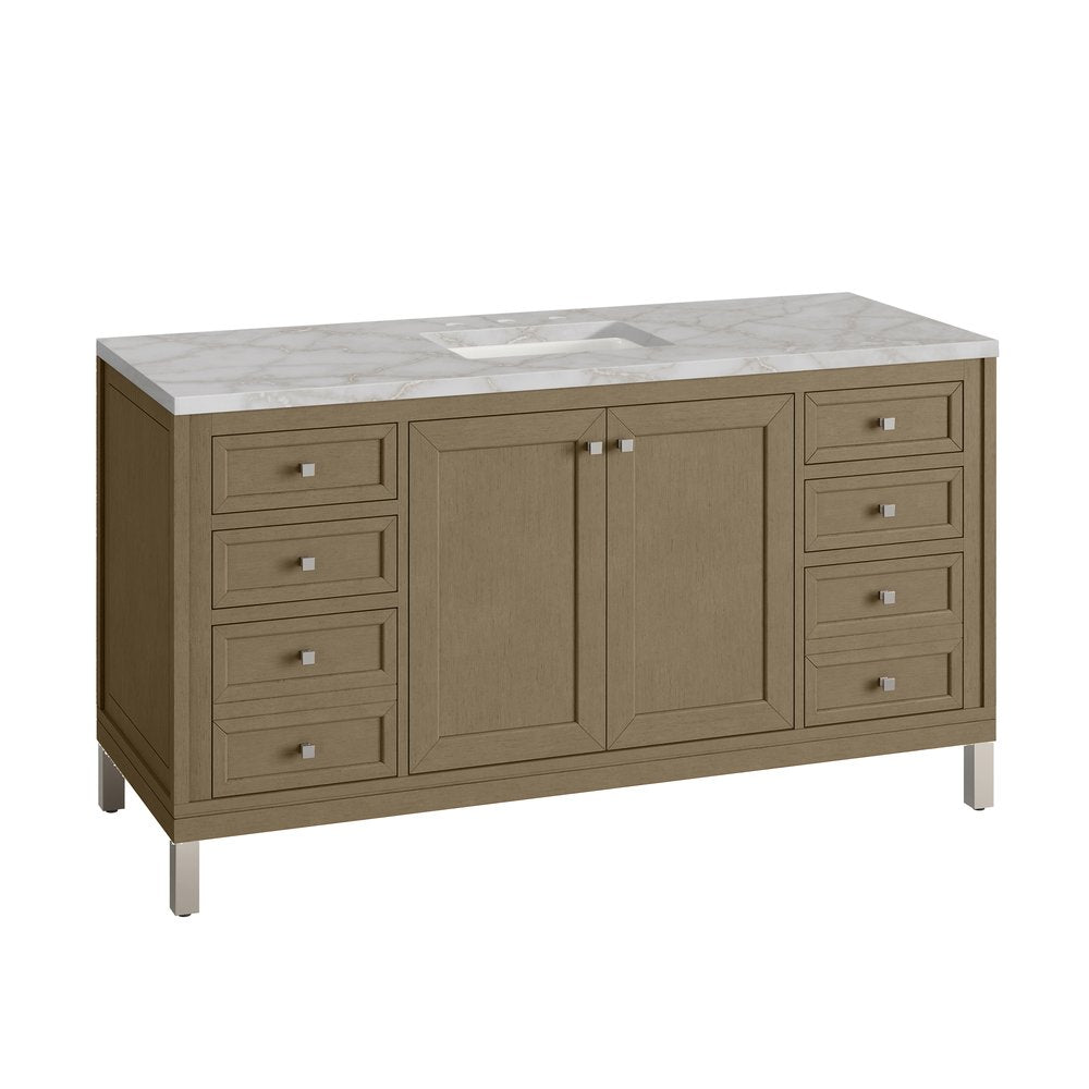 James Martin - Chicago 60" Single Vanity, Walnut Whisper, w/ 3 CM Victorian Silver Silestone® Top - 503-V60S-WLW-3VSL view 10