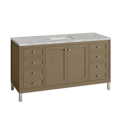 James Martin - Chicago 60" Single Vanity, Walnut Whisper, w/ 3 CM Victorian Silver Silestone® Top - 503-V60S-WLW-3VSL view 10