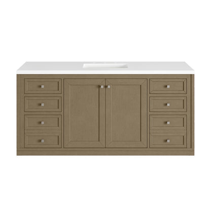 James Martin - Chicago 60" Single Vanity, Walnut Whisper, w/ 3 CM White Zeus Silestone® Top - 503-V60S-WLW-3WZ view 4