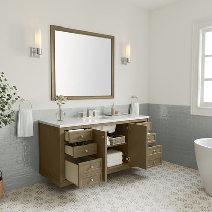 James Martin - Chicago 60" Single Vanity, Walnut Whisper, w/ 3 CM White Zeus Silestone® Top - 503-V60S-WLW-3WZ view 11