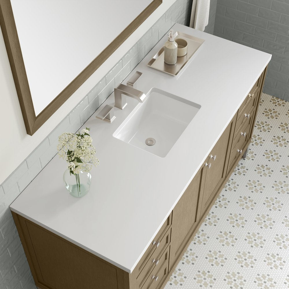 James Martin - Chicago 60" Single Vanity, Walnut Whisper, w/ 3 CM White Zeus Silestone® Top - 503-V60S-WLW-3WZ view 13