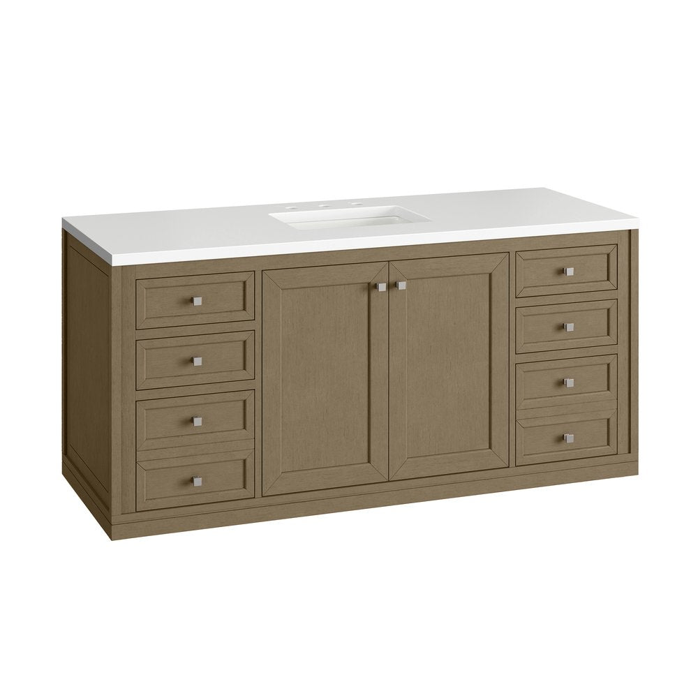 James Martin - Chicago 60" Single Vanity, Walnut Whisper, w/ 3 CM White Zeus Silestone® Top - 503-V60S-WLW-3WZ view 18
