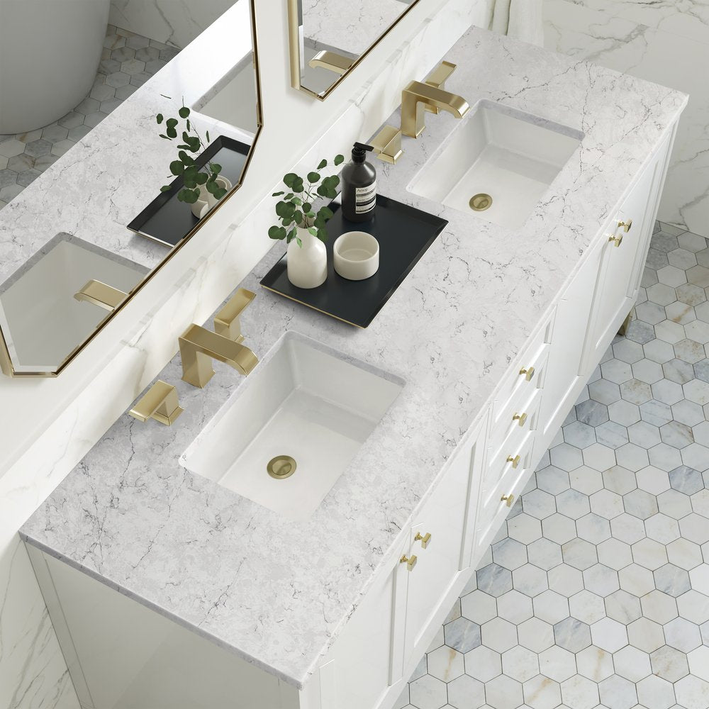 James Martin - Chicago 72" Double Vanity, Glossy White, w/ 3 CM Eternal Jasmine Pearl Silestone® Top - 503-V72-GW-3EJP view 8