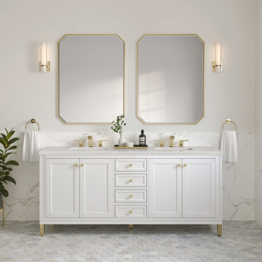 James Martin - Chicago 72" Double Vanity, Glossy White, w/ 3 CM Lime Delight Silestone® Top - 503-V72-GW-3LDL view 4