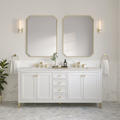 James Martin - Chicago 72" Double Vanity, Glossy White, w/ 3 CM Lime Delight Silestone® Top - 503-V72-GW-3LDL view 4