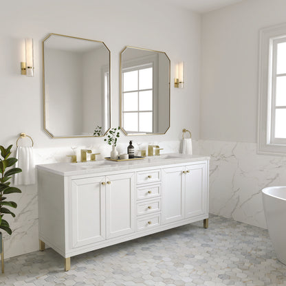 James Martin - Chicago 72" Double Vanity, Glossy White, w/ 3 CM Lime Delight Silestone® Top - 503-V72-GW-3LDL view 5