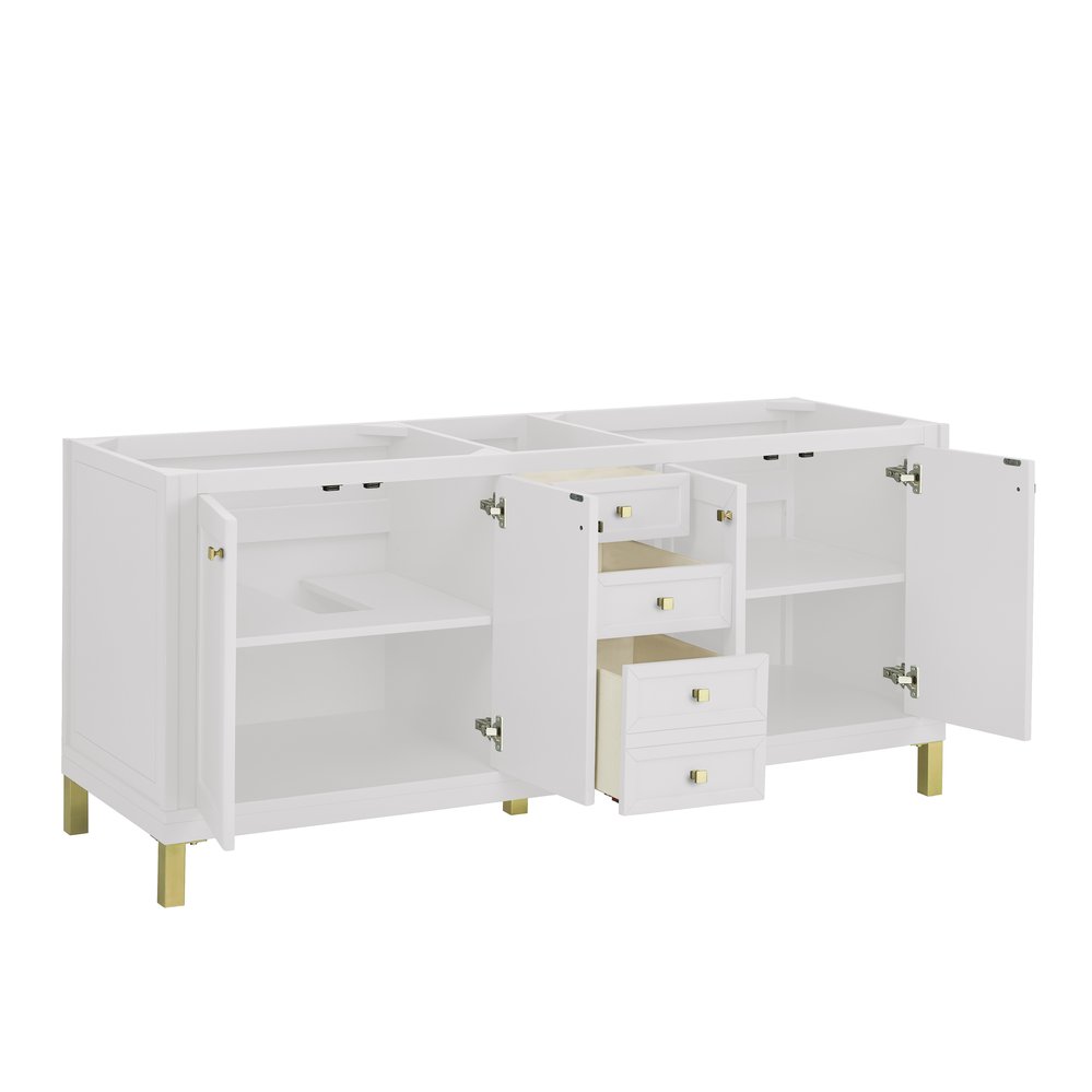 James Martin - Chicago 72" Double Vanity, Glossy White, w/ 3 CM Lime Delight Silestone® Top - 503-V72-GW-3LDL view 9