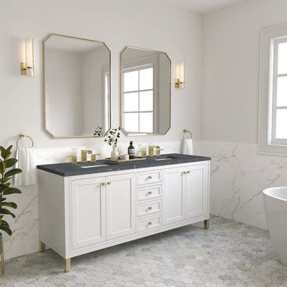 James Martin - Chicago 72" Double Vanity, Glossy White, w/ 3 CM Parisien Bleu Silestone® Top - 503-V72-GW-3PBL view 5