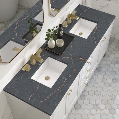 James Martin - Chicago 72" Double Vanity, Glossy White, w/ 3 CM Parisien Bleu Silestone® Top - 503-V72-GW-3PBL view 7