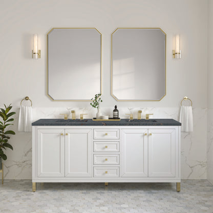 James Martin - Chicago 72" Double Vanity, Glossy White, w/ 3 CM Parisien Bleu Silestone® Top w/FreePower Wireless Charger - 503-V72-GW-FPBL view 5