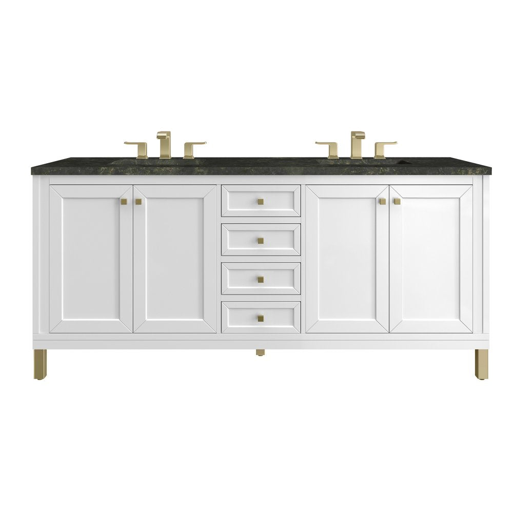 James Martin - Chicago 72" Double Vanity, Glossy White, w/ 3 CM Phantome Eclos Top - 503-V72-GW-3PHT view 1