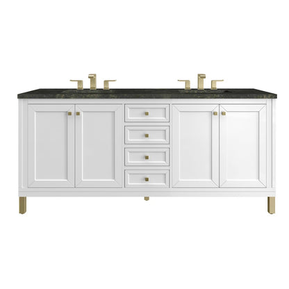 James Martin - Chicago 72" Double Vanity, Glossy White, w/ 3 CM Phantome Eclos Top - 503-V72-GW-3PHT view 1