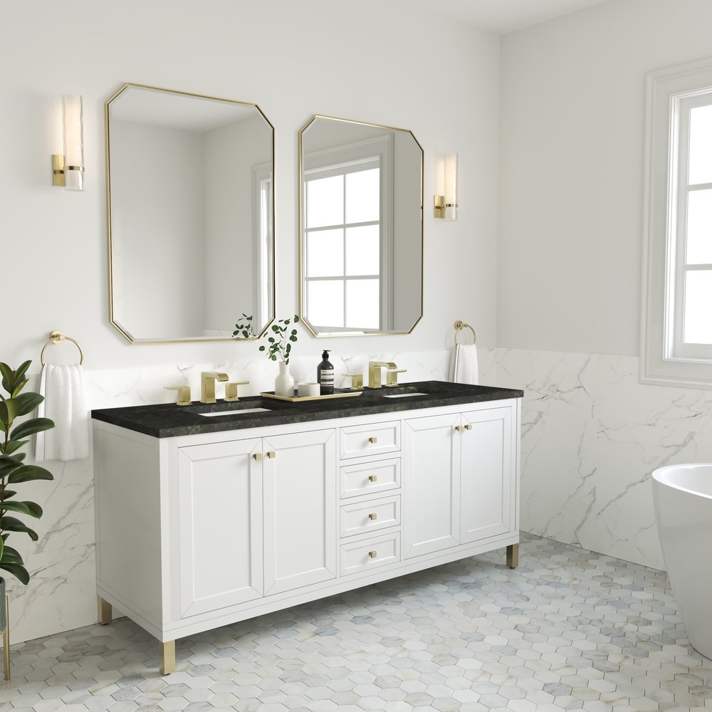 James Martin - Chicago 72" Double Vanity, Glossy White, w/ 3 CM Phantome Eclos Top - 503-V72-GW-3PHT view 7