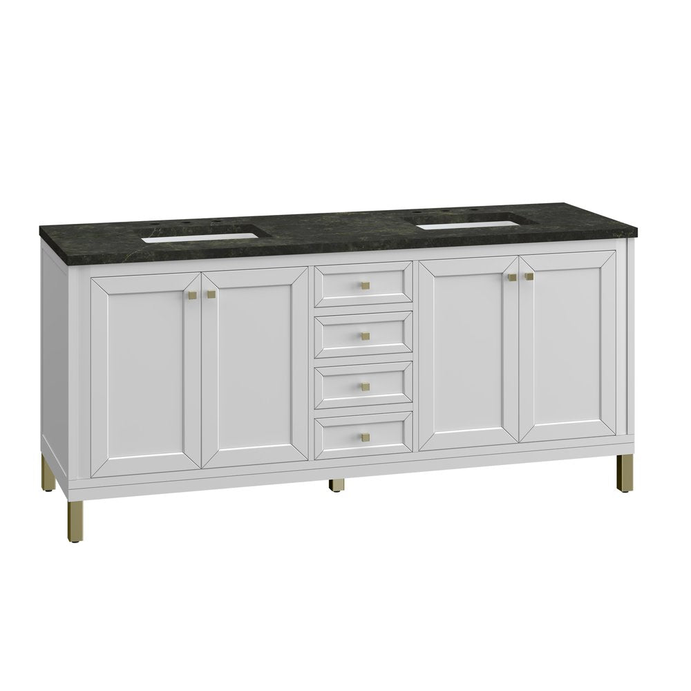 James Martin - Chicago 72" Double Vanity, Glossy White, w/ 3 CM Phantome Eclos Top - 503-V72-GW-3PHT view 16