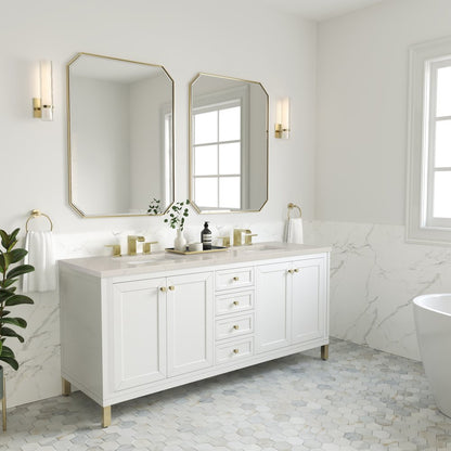 James Martin - Chicago 72" Double Vanity, Glossy White, w/ 3 CM Siberian Silestone Top - 503-V72-GW-3SFR view 7