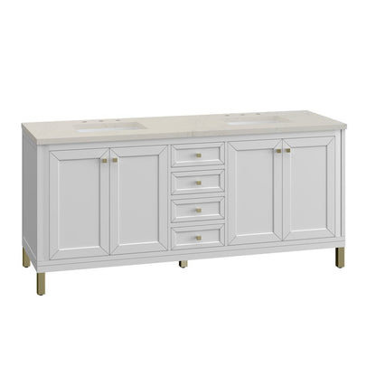 James Martin - Chicago 72" Double Vanity, Glossy White, w/ 3 CM Siberian Silestone Top - 503-V72-GW-3SFR view 15