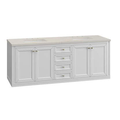 James Martin - Chicago 72" Double Vanity, Glossy White, w/ 3 CM Siberian Silestone Top - 503-V72-GW-3SFR view 16