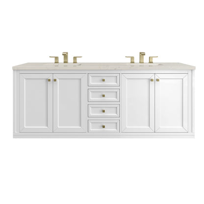 James Martin - Chicago 72" Double Vanity, Glossy White, w/ 3 CM Siberian Silestone Top w/FreePower Wireless Charger - 503-V72-GW-FSFR view 2