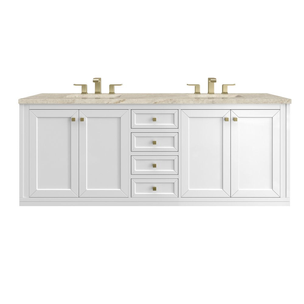 James Martin - Chicago 72" Double Vanity, Glossy White, w/ 3 CM Tajnar Eclos Top - 503-V72-GW-3TJR view 2