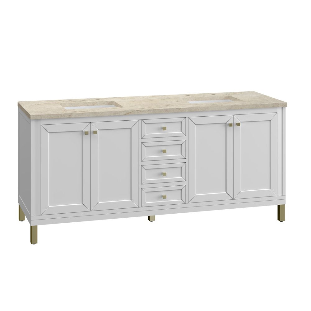 James Martin - Chicago 72" Double Vanity, Glossy White, w/ 3 CM Tajnar Eclos Top - 503-V72-GW-3TJR view 14