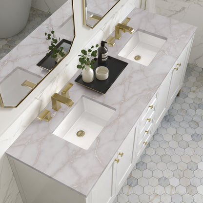 James Martin - Chicago 72" Double Vanity, Glossy White, w/ 3 CM Victorian Silver Silestone® Top - 503-V72-GW-3VSL view 8