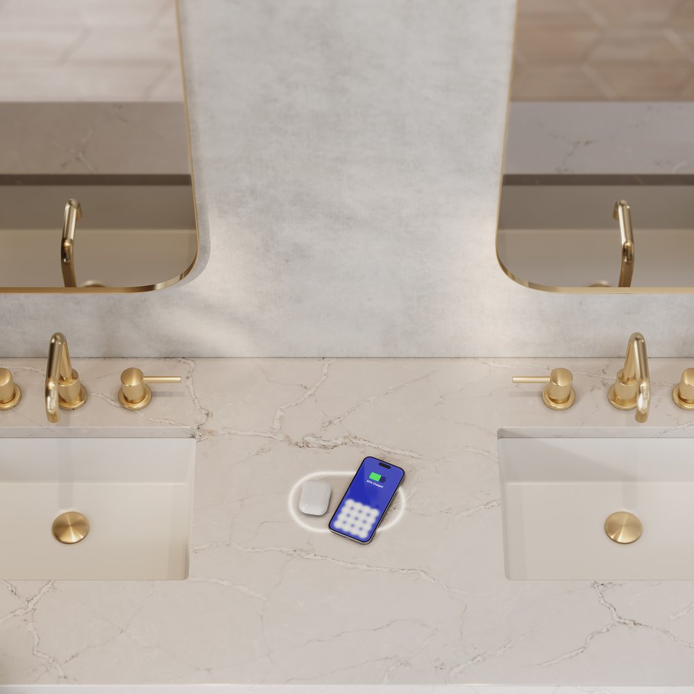 James Martin - Chicago 72" Double Vanity, Glossy White, w/ 3 CM Victorian Silver Silestone Top w/ FreePower Wireless Charger - 503-V72-GW-FVSL view 2